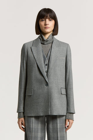 Wool and cashmere single-breasted blazer