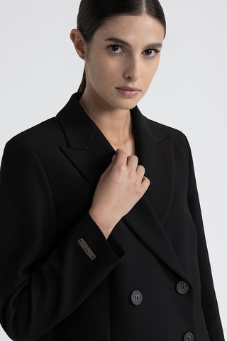 Viscose and cotton double-breasted crop blazer