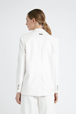 Single-breasted thin-rib cotton and viscose velvet blazer