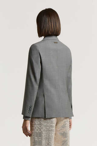 Double-breasted two-way stretch wool blazer