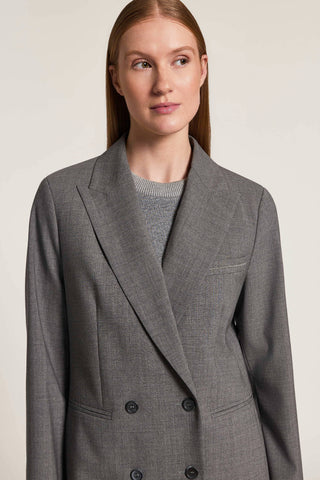 Double-breasted two-way stretch wool blazer