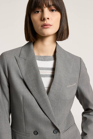 Double-breasted two-way stretch wool blazer