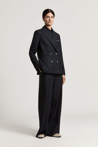 Wool and lurex double-breasted wool blazer