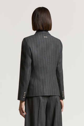 Wool pinstripe double-breasted blazer