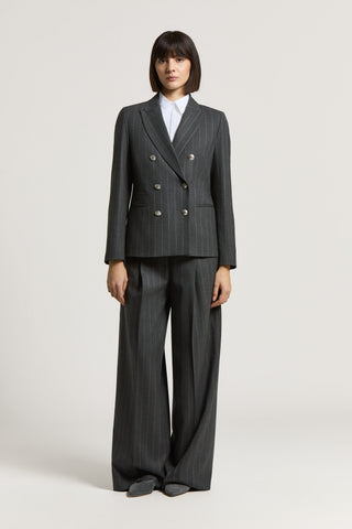 Wool pinstripe double-breasted blazer