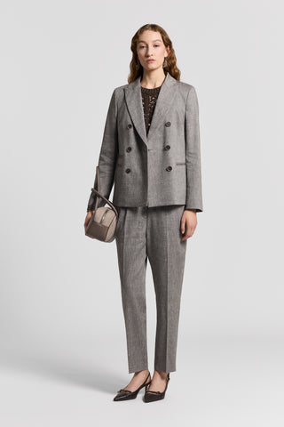 Double-breasted wool and linen blazer