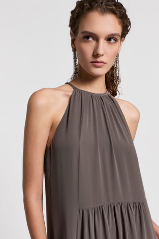 Long georgette dress | Brown bark | Peserico Long georgette dress | Brown bark | Peserico