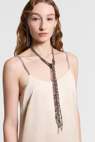 Viscose dress with straps | Beige birch Viscose dress with straps | Beige birch