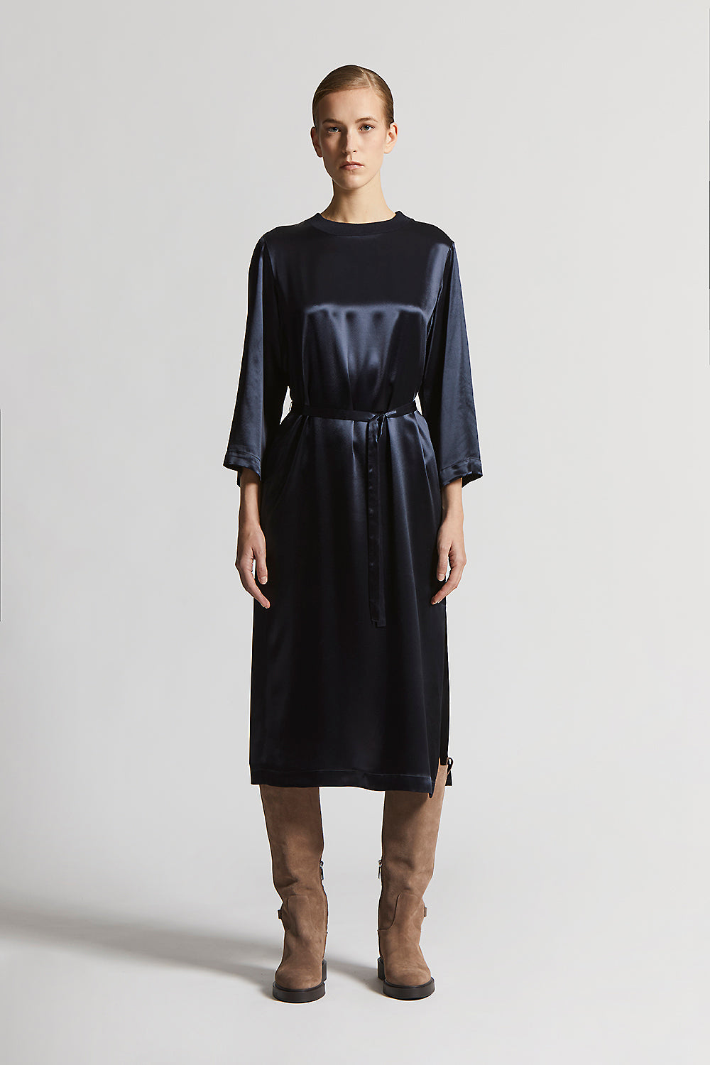 ワンピース PESERICO Light stretch cotton satin chemisier dress Peserico Light Stretch Cotton Satin Chemisier Dress in Black