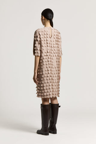 Chiffon dress with embroidered fringes