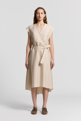 Fluid viscose linen twill dress | Beige birch | Peserico Fluid viscose linen twill dress | Beige birch | Peserico