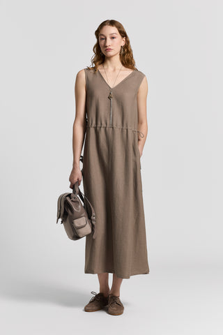 Fluid viscose linen twill dress