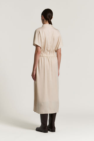 Peach-finish pure tencel twill dress