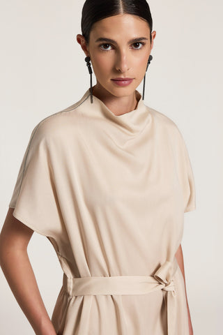 Peach-finish pure tencel twill dress