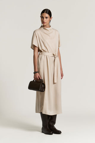 Peach-finish pure tencel twill dress