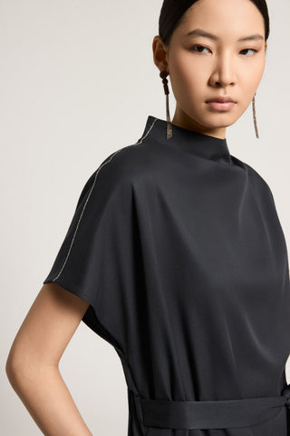 Peach-finish pure tencel twill dress