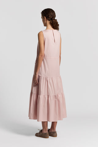Ruffled sail-hand cotton dress | Light pink Ruffled sail-hand cotton dress | Light pink