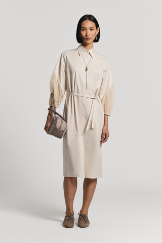 Shirt dress with organza sleeves