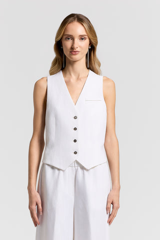 Herringbone viscose linen vest