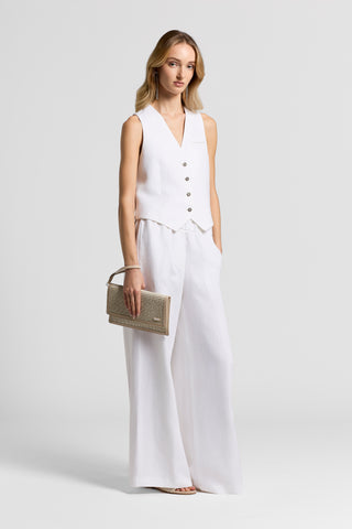 Herringbone viscose linen vest