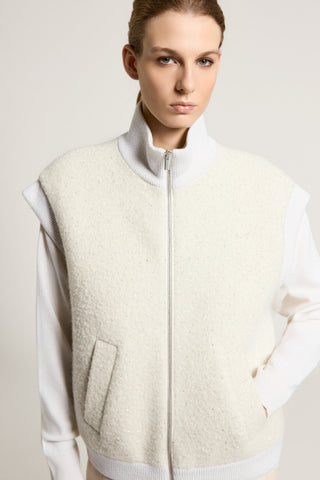 Wool, baby alpaca bouclé and sequin vest