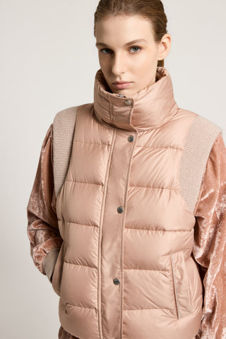 Bi-material down vest