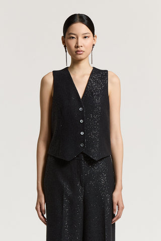 Wool and sequin vest