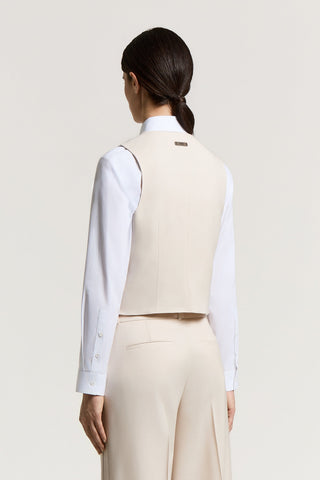 Single-breasted vest in wool gabardine
