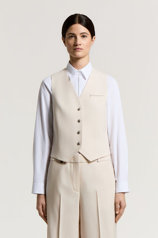 Single-breasted vest in wool gabardine