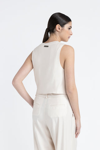 Three-button single-breasted waistcoat in viscose wool twill