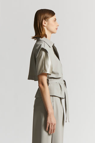 Technical wool gabardine trench vest