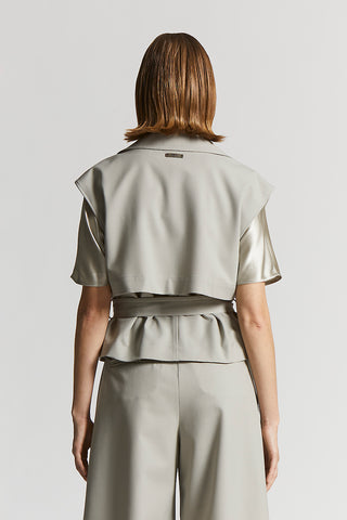 Technical wool gabardine trench vest