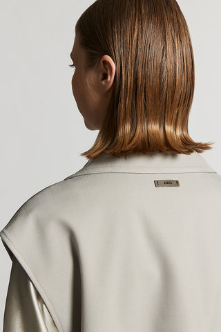 Technical wool gabardine trench vest