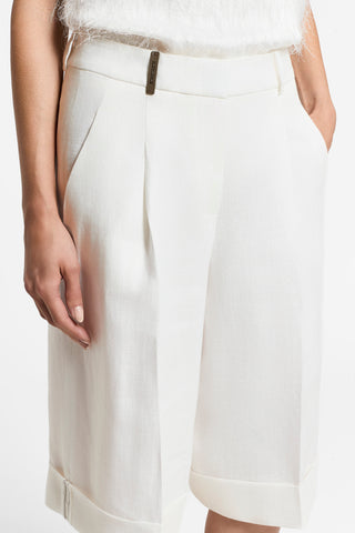 Pure linen gabardine shorts