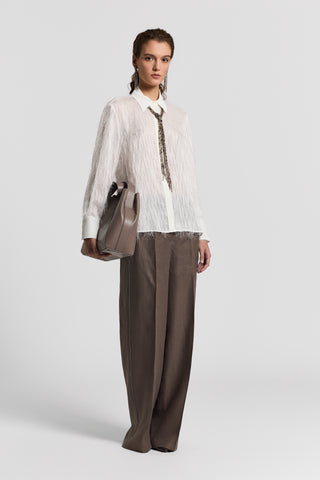 Pure linen gabardine trousers