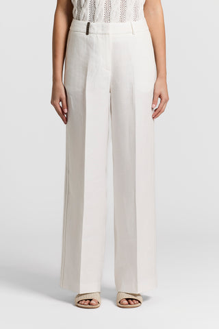Pure linen gabardine trousers