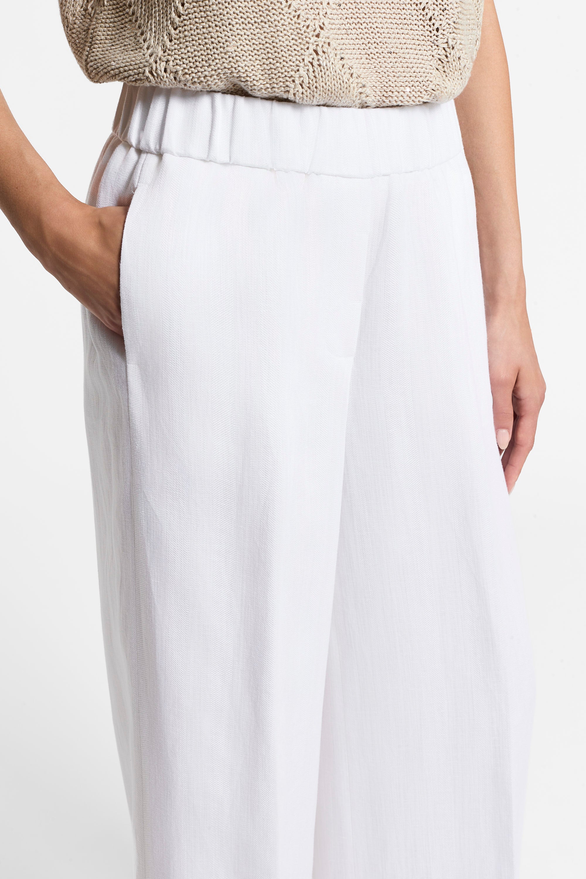 Viscose linen herringbone trousers | Peserico US