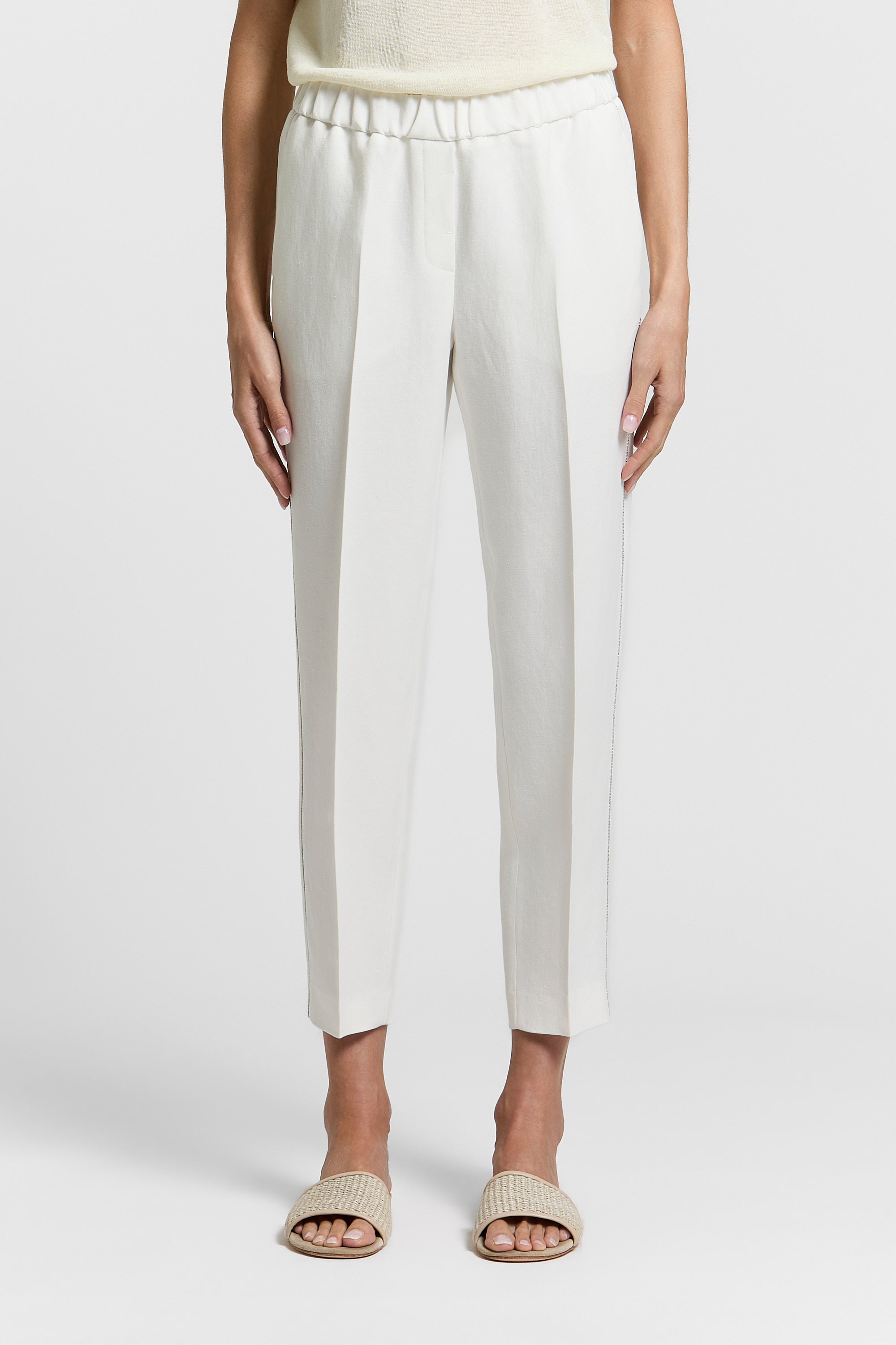 Viscose linen trousers with elastic | Peserico US