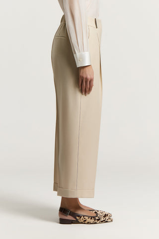 Wool flannel carrot trousers
