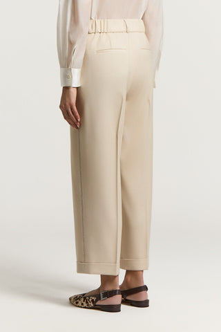 Wool flannel carrot trousers