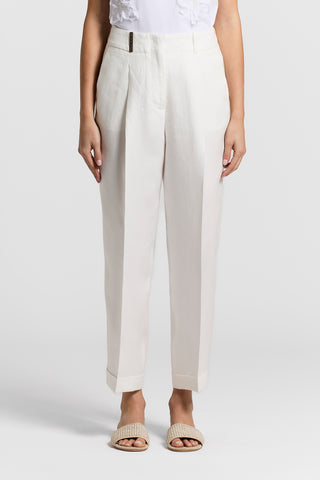 Pure linen gabardine trousers