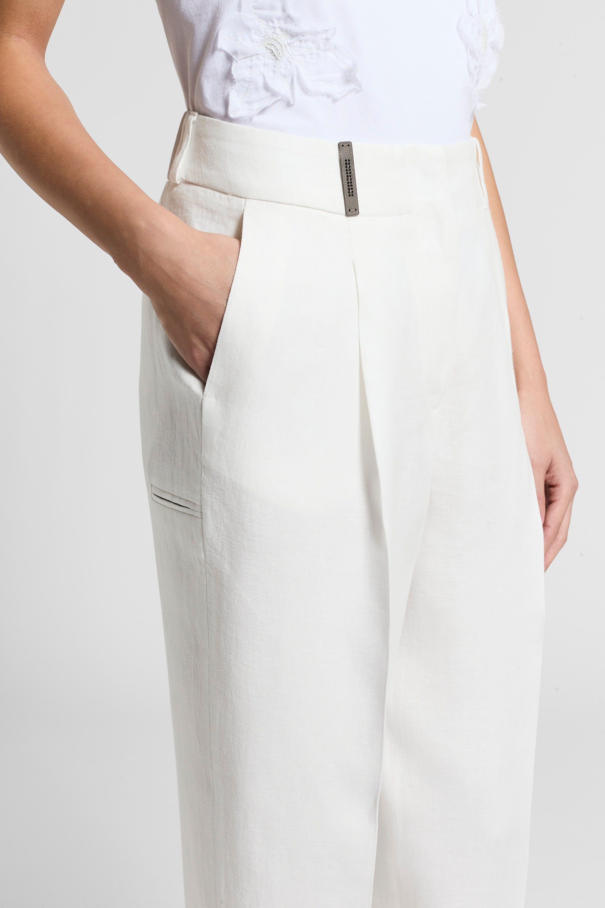 Pure linen gabardine trousers | Peserico US