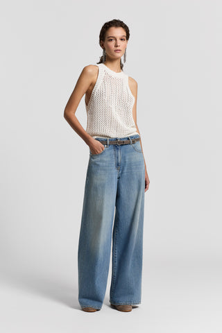 Faded blue wide-leg jeans
