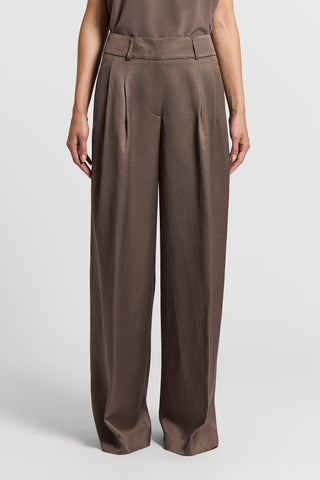 Linen and viscose twill trousers