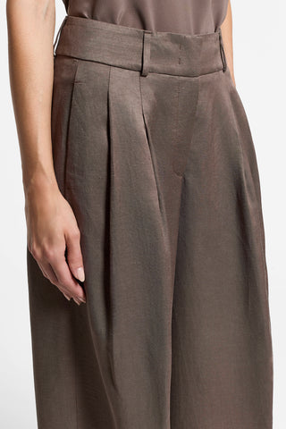 Linen and viscose twill trousers