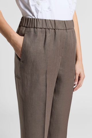 Pure linen gabardine trousers