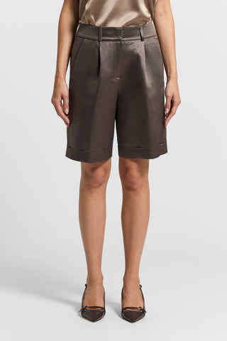 Glazed linen-blend shorts