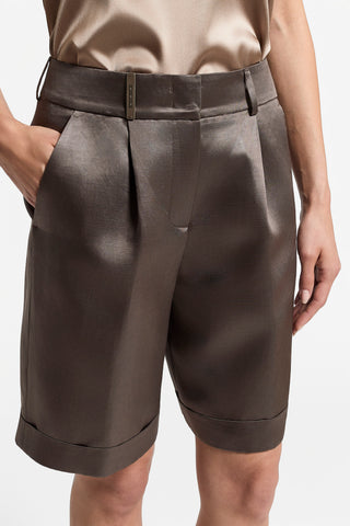 Glazed linen-blend shorts