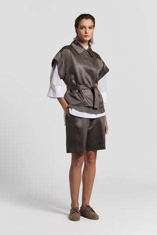 Glazed linen-blend shorts