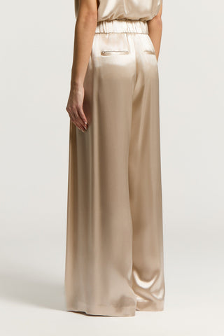 Shiny viscose satin palazzo trousers